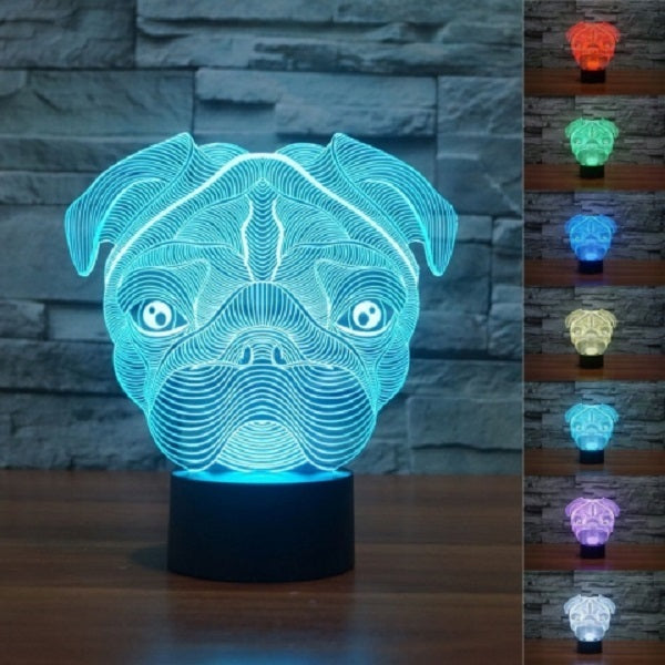 3D Pug Optical Illusion Lamp