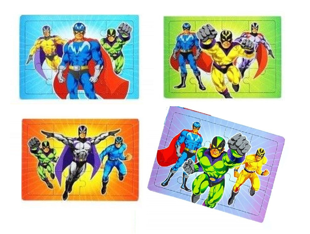 12 Pieces Super Hero Jigsaw Puzzles 12cm x 8.5cm