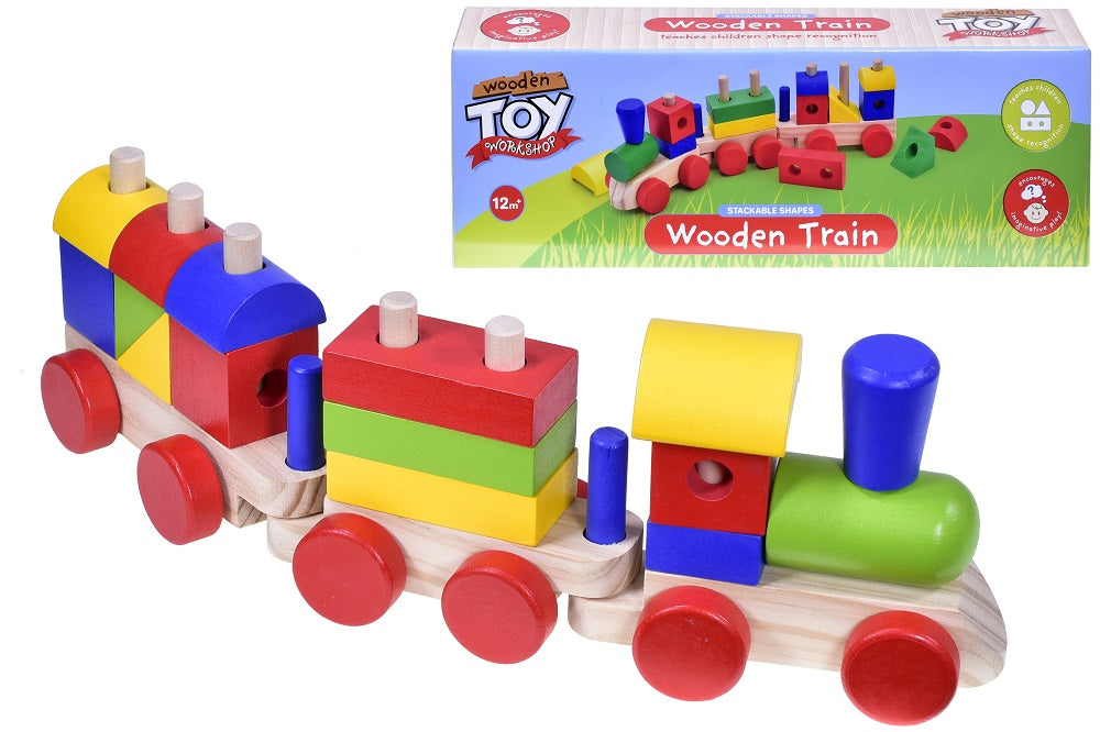 Kandytoys Stackable Shapes Wooden Train