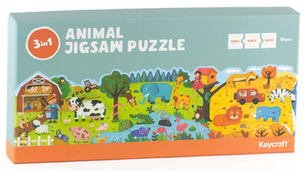 Keycraft 3 In 1 Animal Jigsaw Puzzle