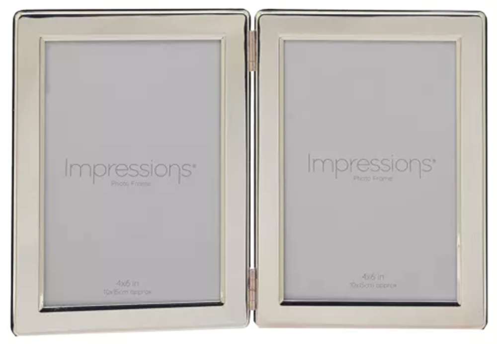 Impressions Silverplated Double Hinged 4x6 Photo Frame
