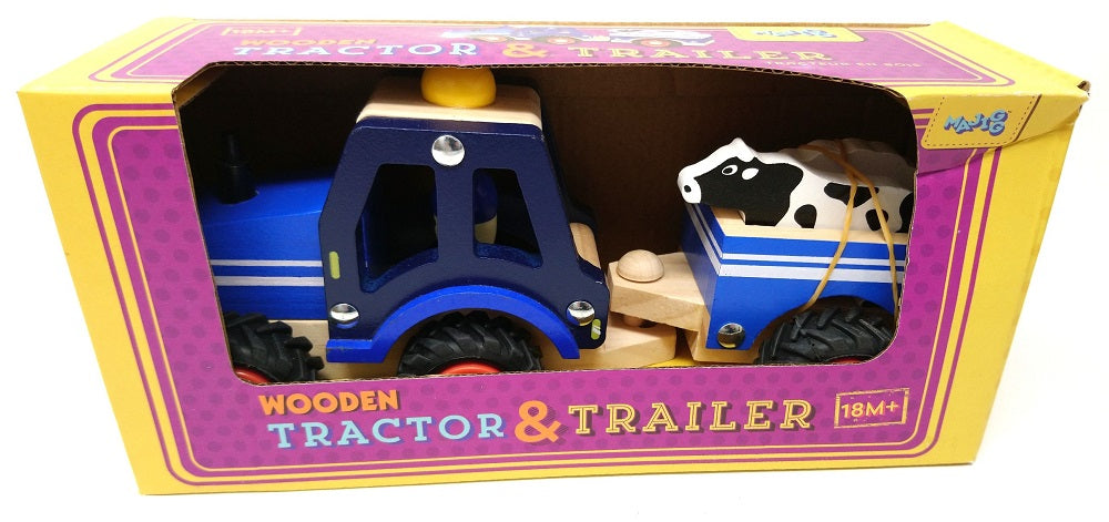 Majigg Wooden Tractor And Trailer Set 23cm