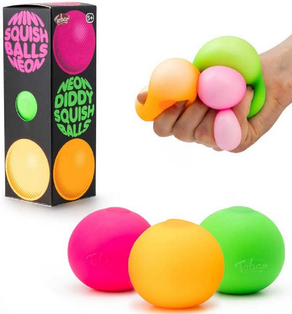Tobar Neon Diddy Squish Balls Pack of 3