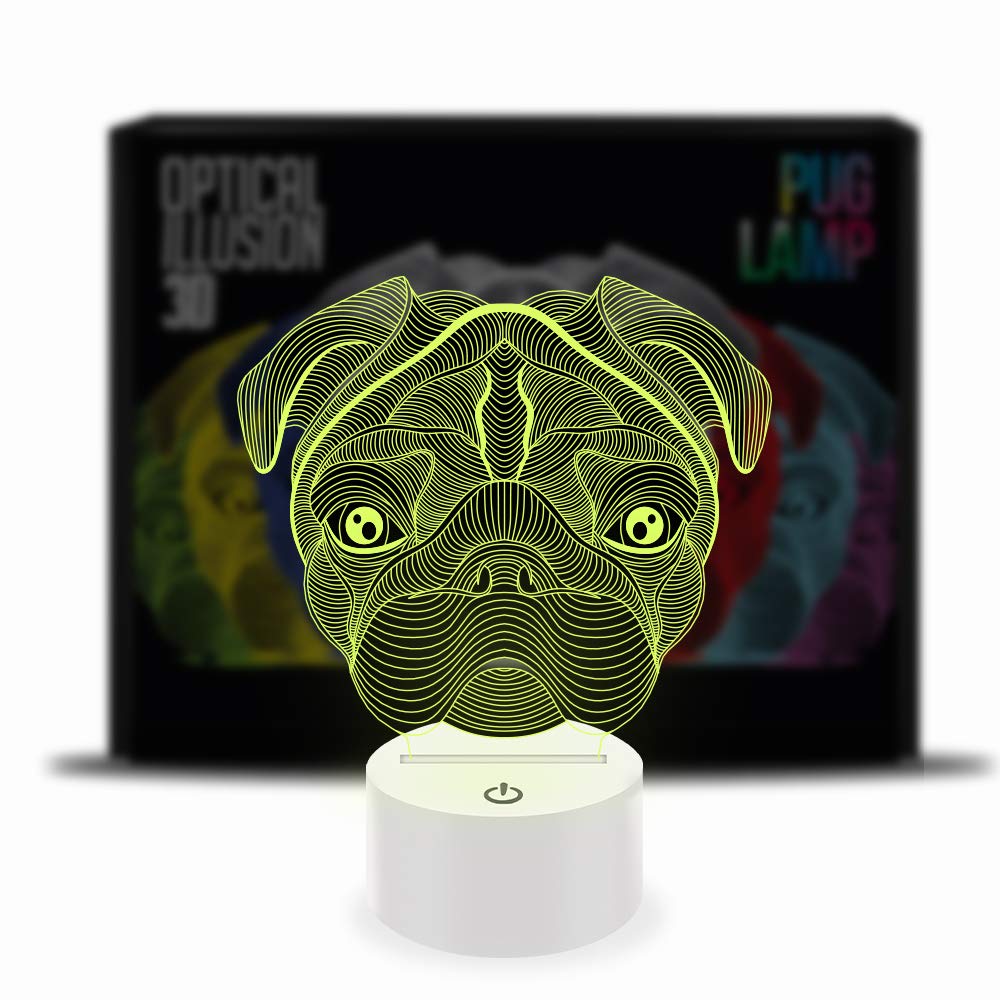 3D Pug Optical Illusion Lamp