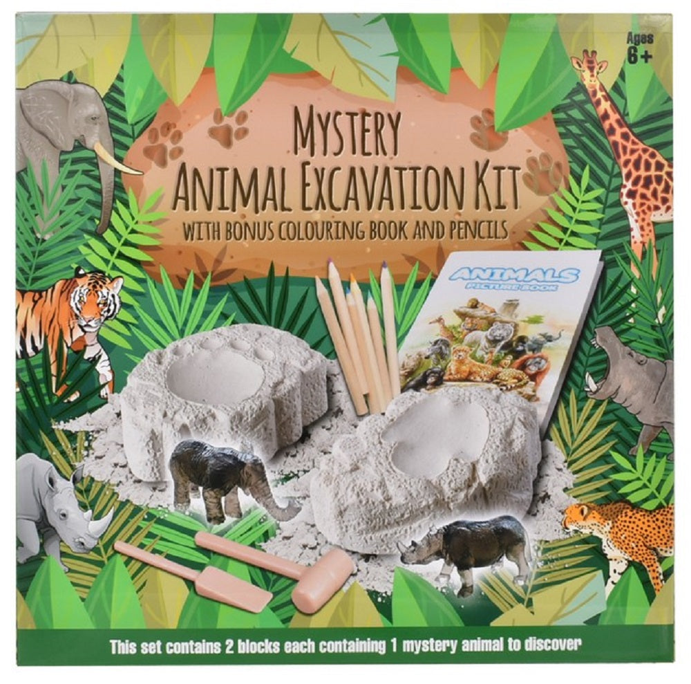 Mystery Animal Excavation Kit With Colouring Book