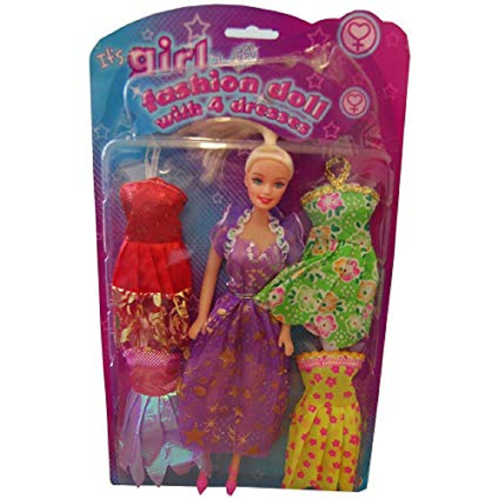 Kandy Toys Fashion Doll with 4 Dresses