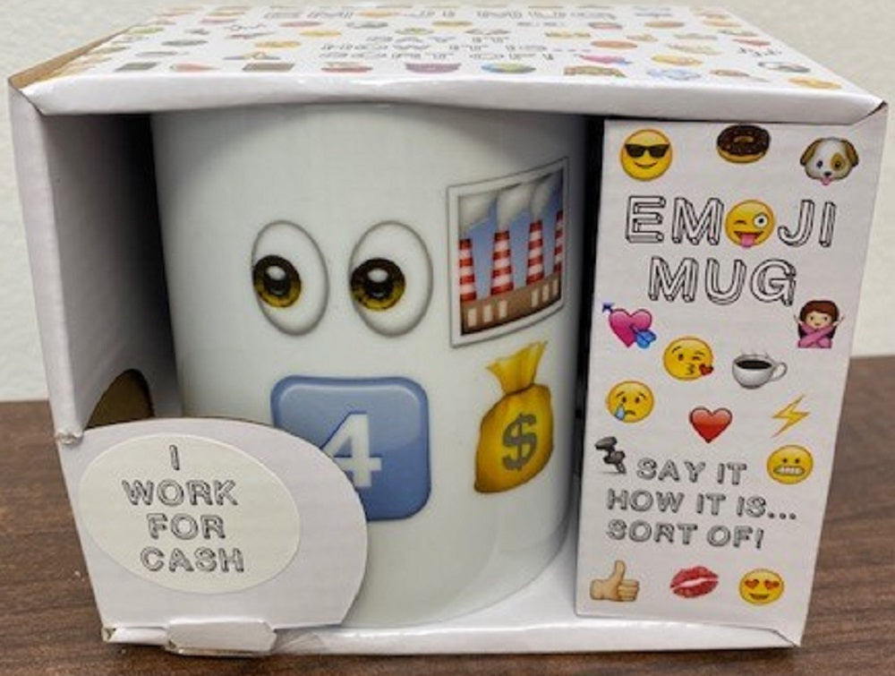 Giftworks I Work For Cash Ceramic Emoji Mug 260ml