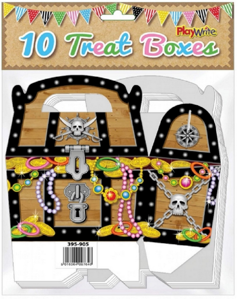 PlayWrite 10 Pirate Chest Treat Boxes 12 cm