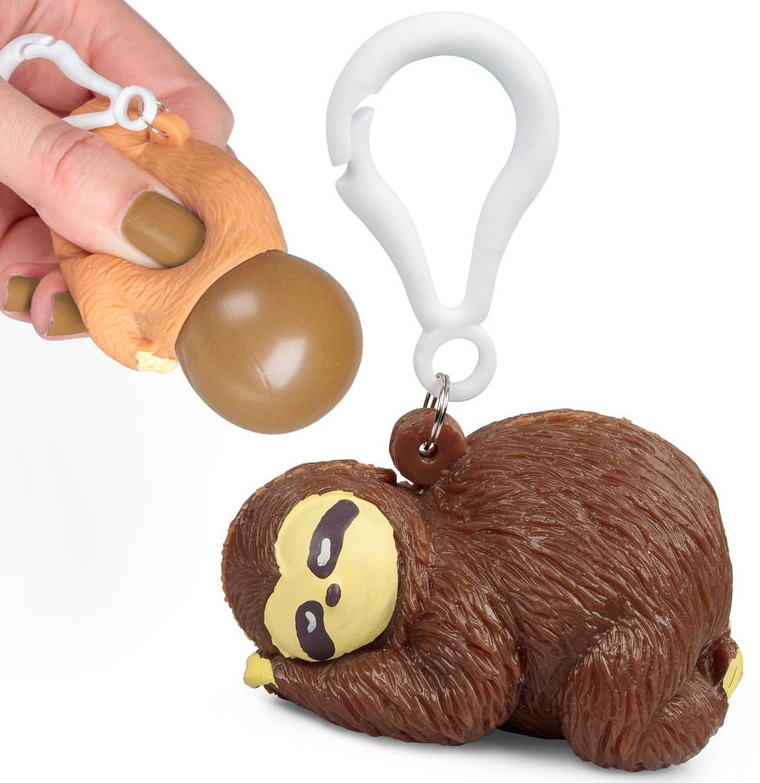 Pooing Sloth Bag Keyring Squeezy Poo Toy