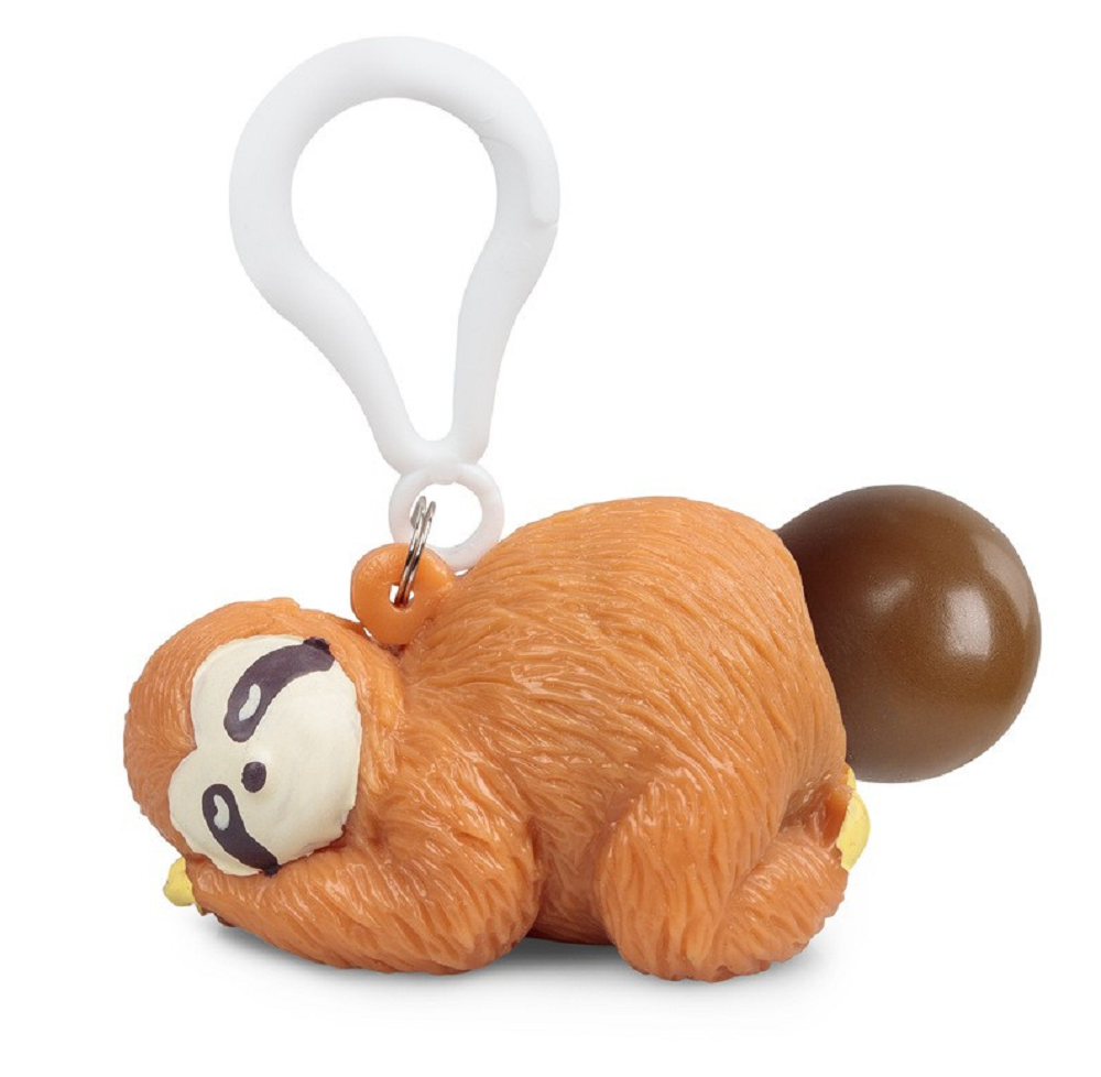 Pooing Sloth Bag Keyring Squeezy Poo Toy
