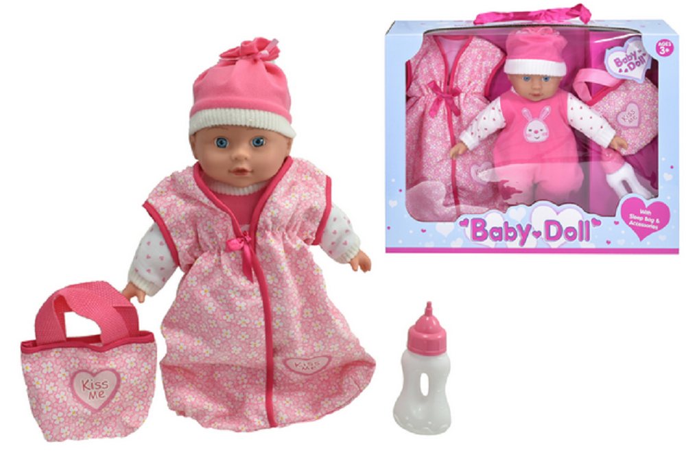 Kandytoys Baby Doll With Sleep Bag & Accessories