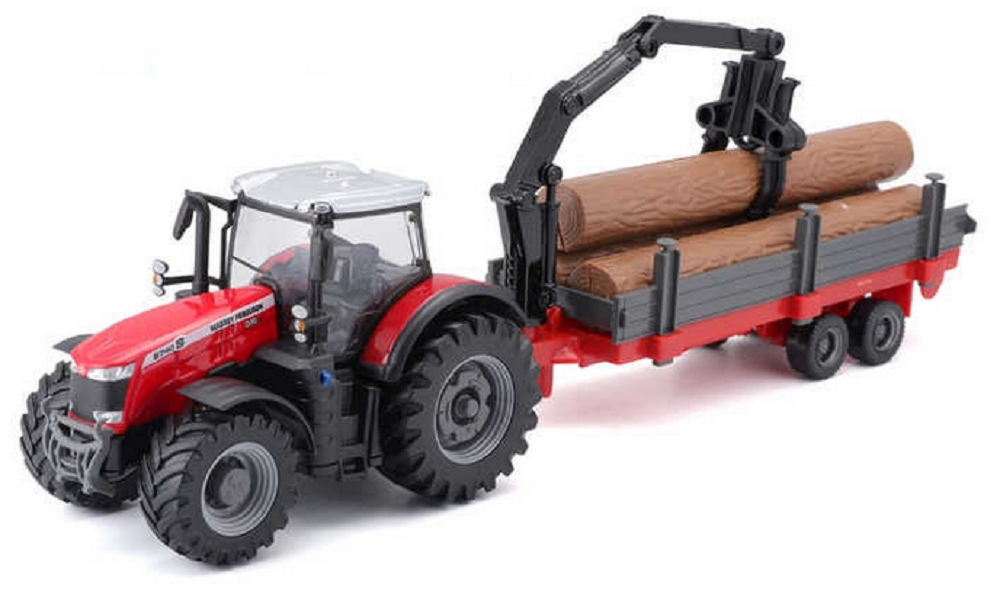 Burago Massey Ferguson 8700 Tractor With Log Trailer