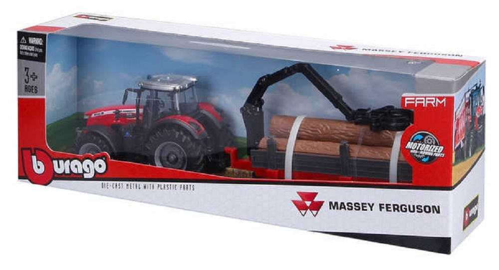 Burago Massey Ferguson 8700 Tractor With Log Trailer