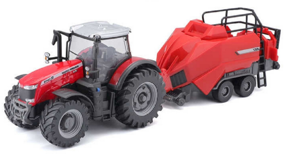 Burago Massey Ferguson Tractor Model With Baler Lifter 10cm
