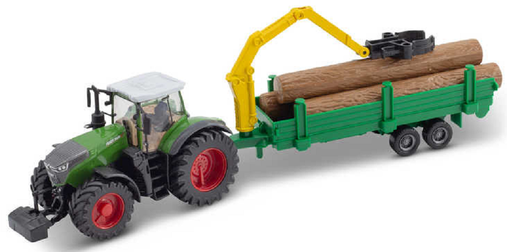 Burago Fendt Tractor With Tree Loader Trailer 10cm