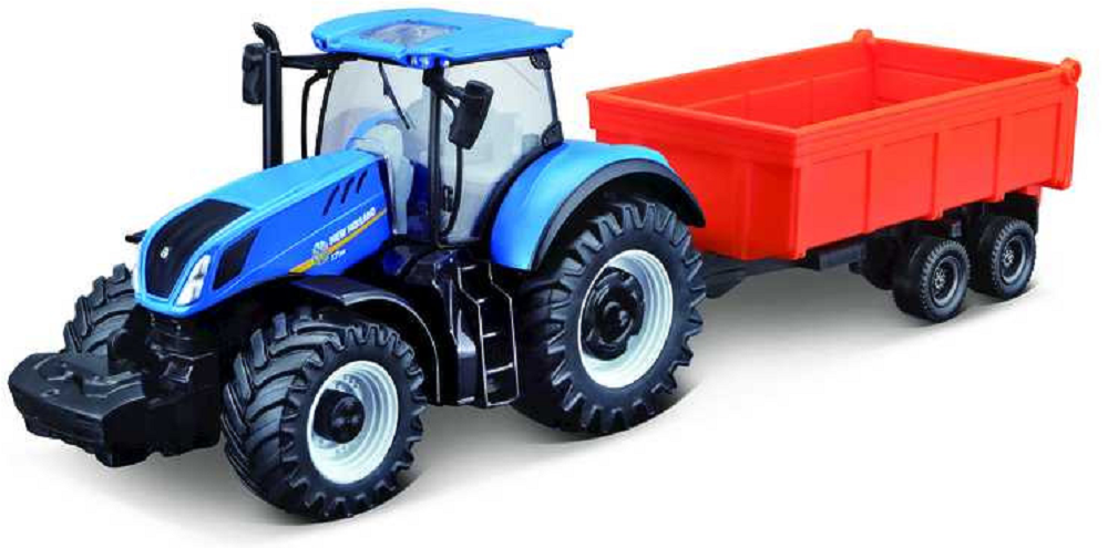 Burago New Holland Tractor With Tipping Trailer