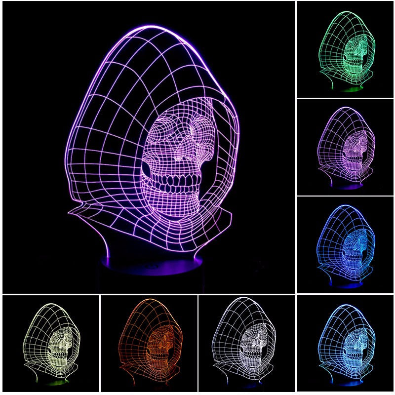 3D Optical Illusion Skull Lamp