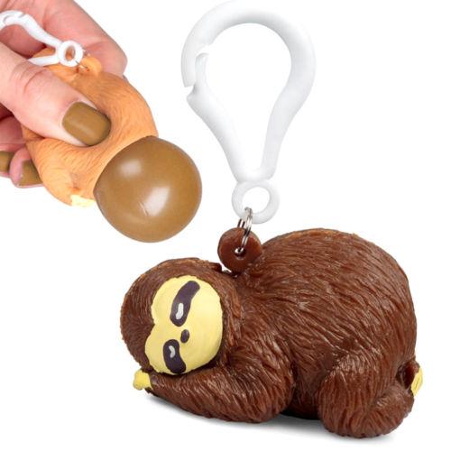 Dark Brown Squeeze Sloth Keyring