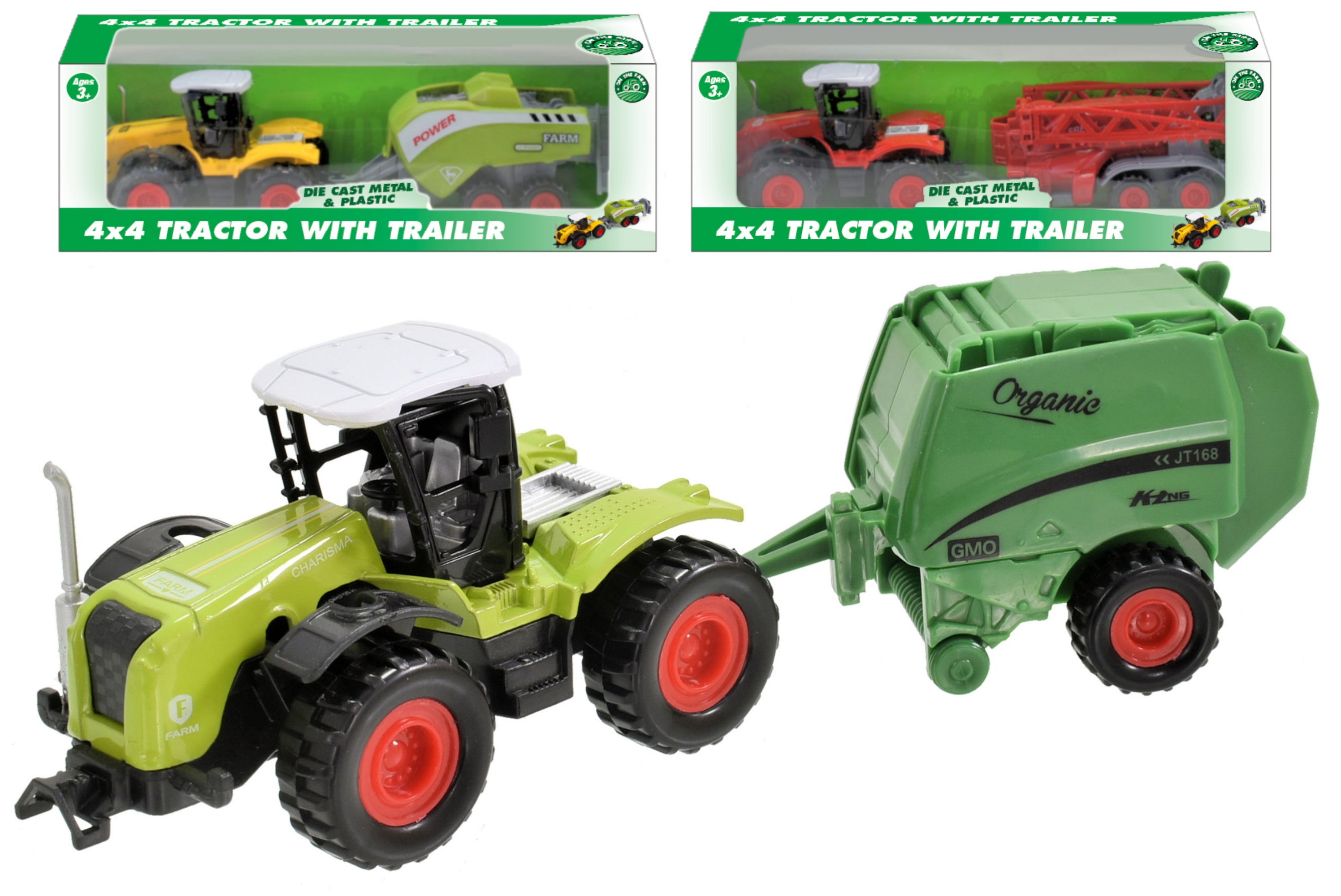 KandyToys On The Farm Diecast 4x4 Tractor with Trailer