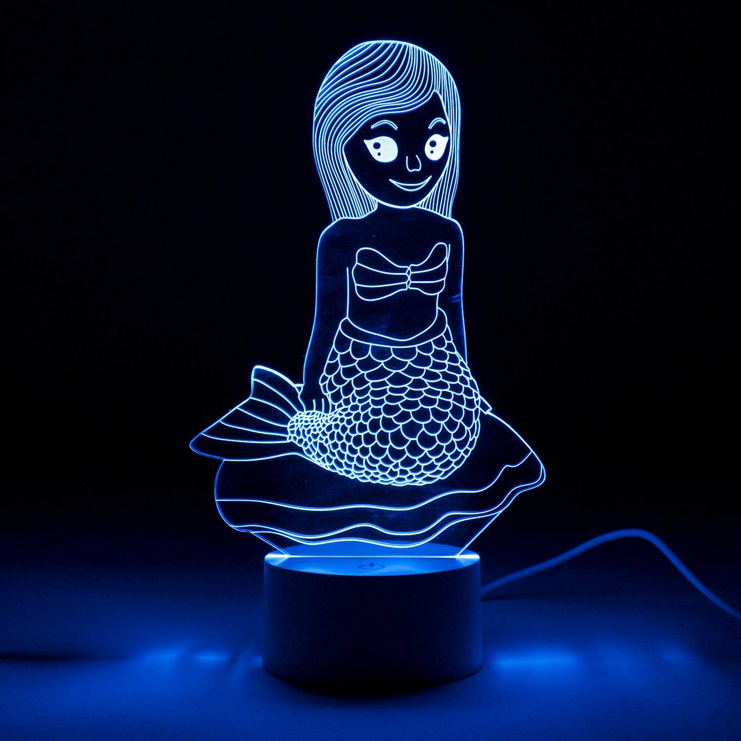 Mermaid Gifts for Girls, 3D Illusion Lamp Mermaid Night Light with
