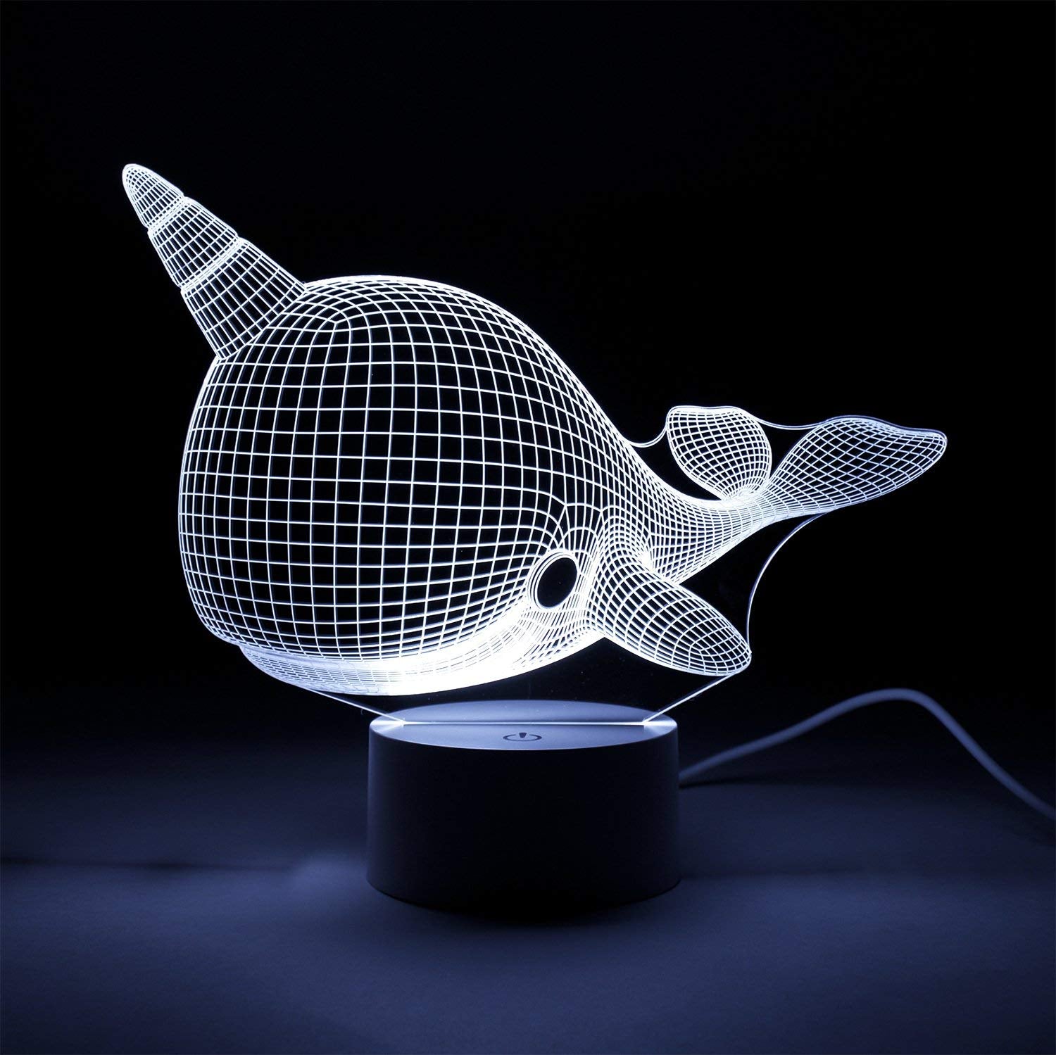 3D Narwhal Whale Optical Illusion Lamp